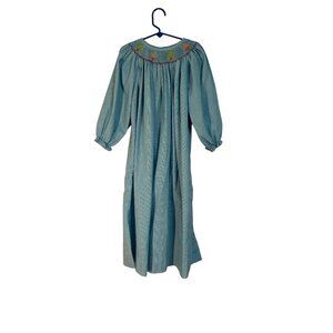 Lolly Wolly Doodle Girls Blue Long-Sleeve Christmas Tree Smocked Dress size 7